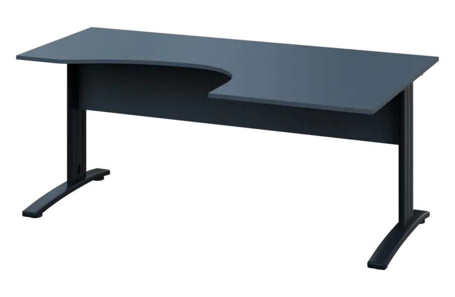 CEK 27 - 187 stůl kancelářský, rohový, pravý, kovová podnož černá, deska 25 mm, široký 1800 mm, antracit